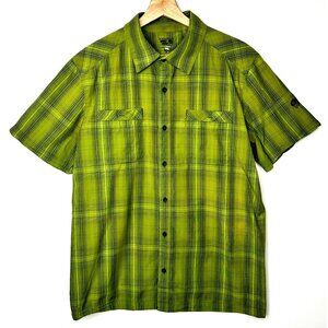 Mountain Hardwear Mens Shirt Button Up 100% Cotton Short Sleeve Green Plaid M